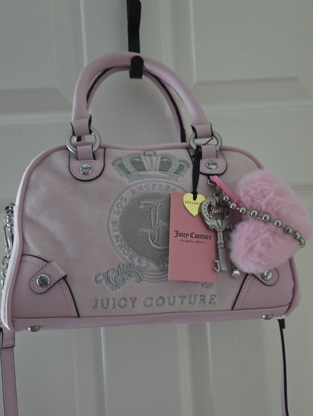 Juicy Couture Light Pink Satchel with Pom-Pom Charm
